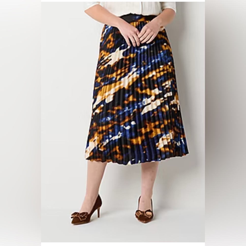 Worthington Womens Abstract Print Pleated Skirt
